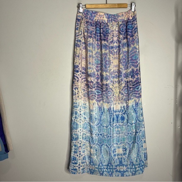 Anthropologie Maeve Waimea Watercolor Pastel Ombre Silk Printed Maxi Skirt, XS - Picture 7 of 14